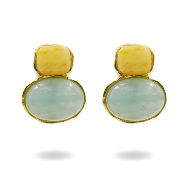 Orecchini Argento ambra, acquamarina - Dorato - AOR1058