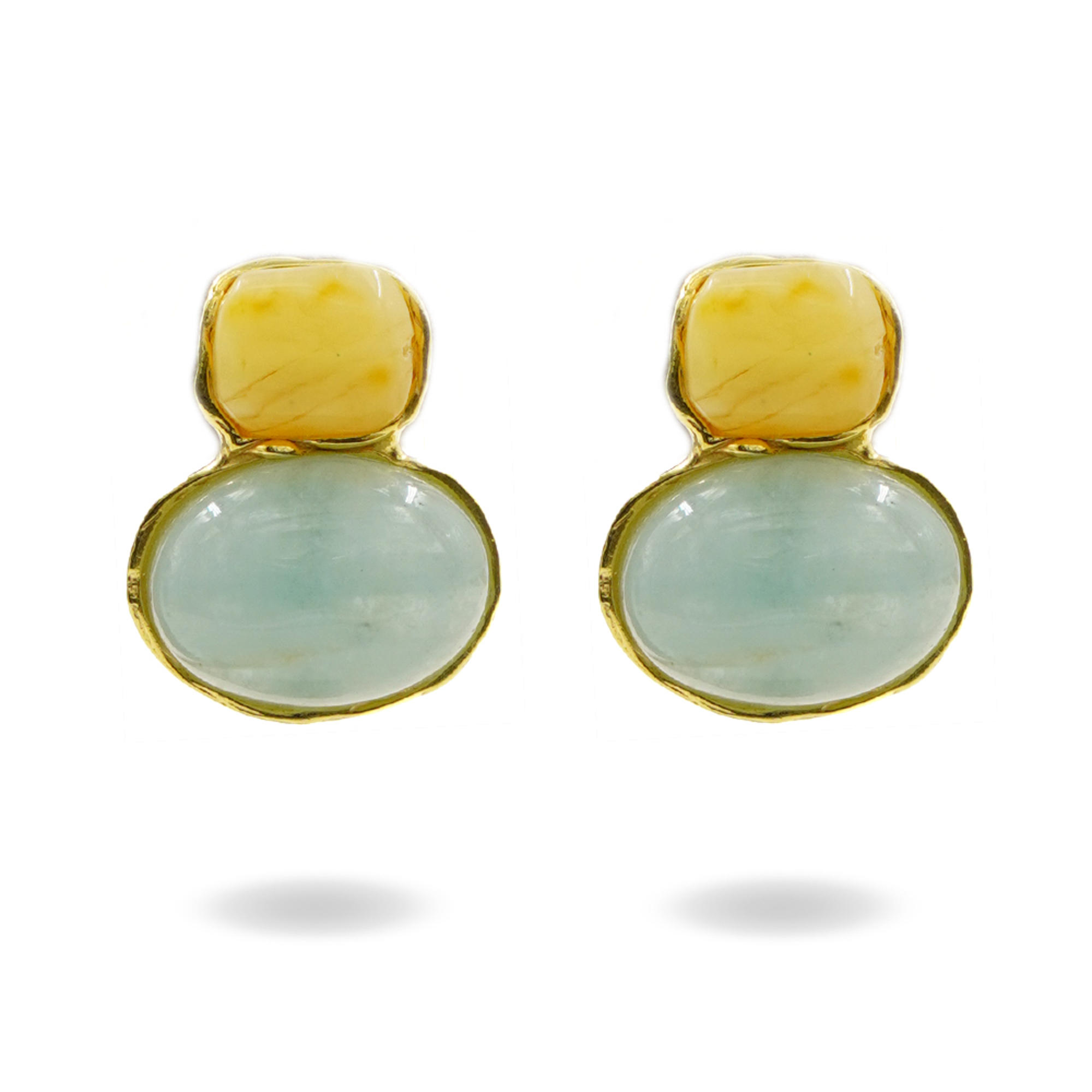 Orecchini Argento ambra, acquamarina - Dorato - AOR1058