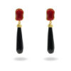 Orecchini Argento corallo, agata nera – Dorato - AOR1059