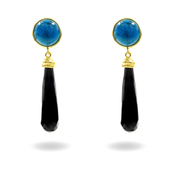 Orecchini Argento Apatite, agata nera – Dorato - AOR1061