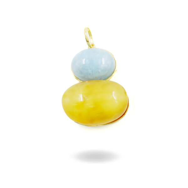 Pendente argento ambra, acquamarina – Dorato - ARG948