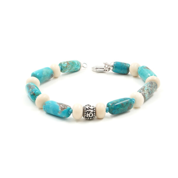 Bracciale turchese, diaspro, chiusura argento - BRA2529