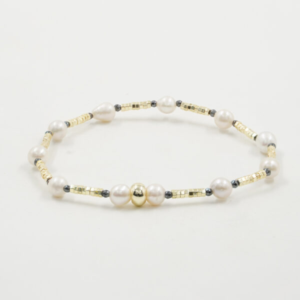 Bracciale Elastico ematite e perla - BRA2530
