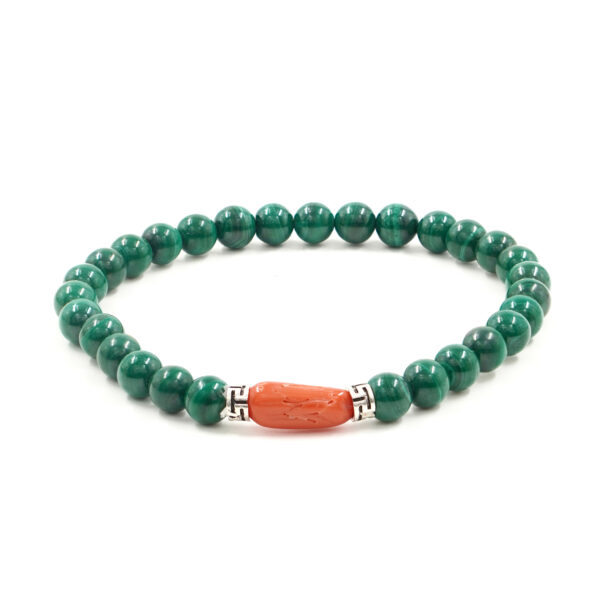 Bracciale Elastico malachite, corallo - BRA2533