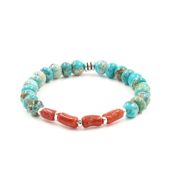 Bracciale Elastico diaspro, corallo - BRA2534