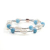 Bracciale elastico ematite, giada azzurra, perla - BRA2541