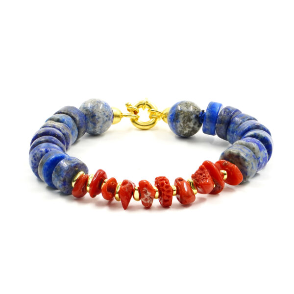 Bracciale lapis, corallo chiusura argento - BRA2543