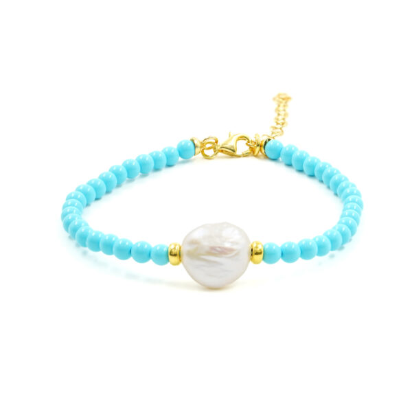 Bracciale Pasta Turchese, chiusura argento dorato - BRA2544