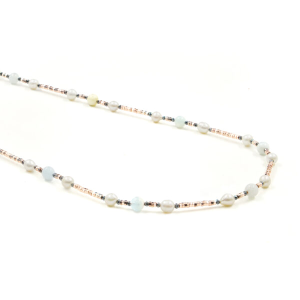 Collana ematite, acquamarina, chiusura argento - COL2878