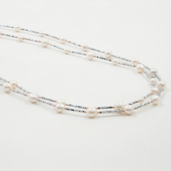 Collana ematite silver, perla - COL2879