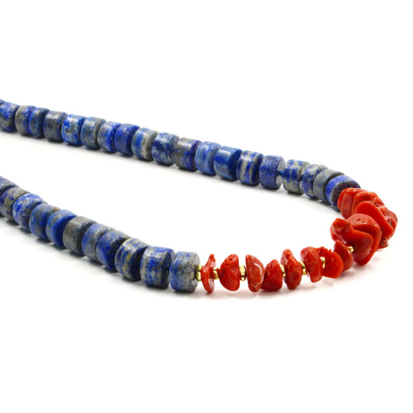 Collana lapis, corallo chiusura argento - COL2892