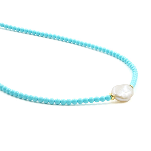 Collana Pasta Turchese, chiusura argento dorato - COL2894