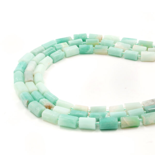 Amazzonite fili cilindri sfaccettati 11x7mm - AMZ174