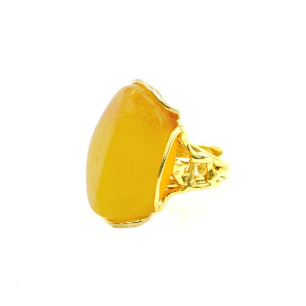 Anello argento ambra gialla – Dorato - AN930