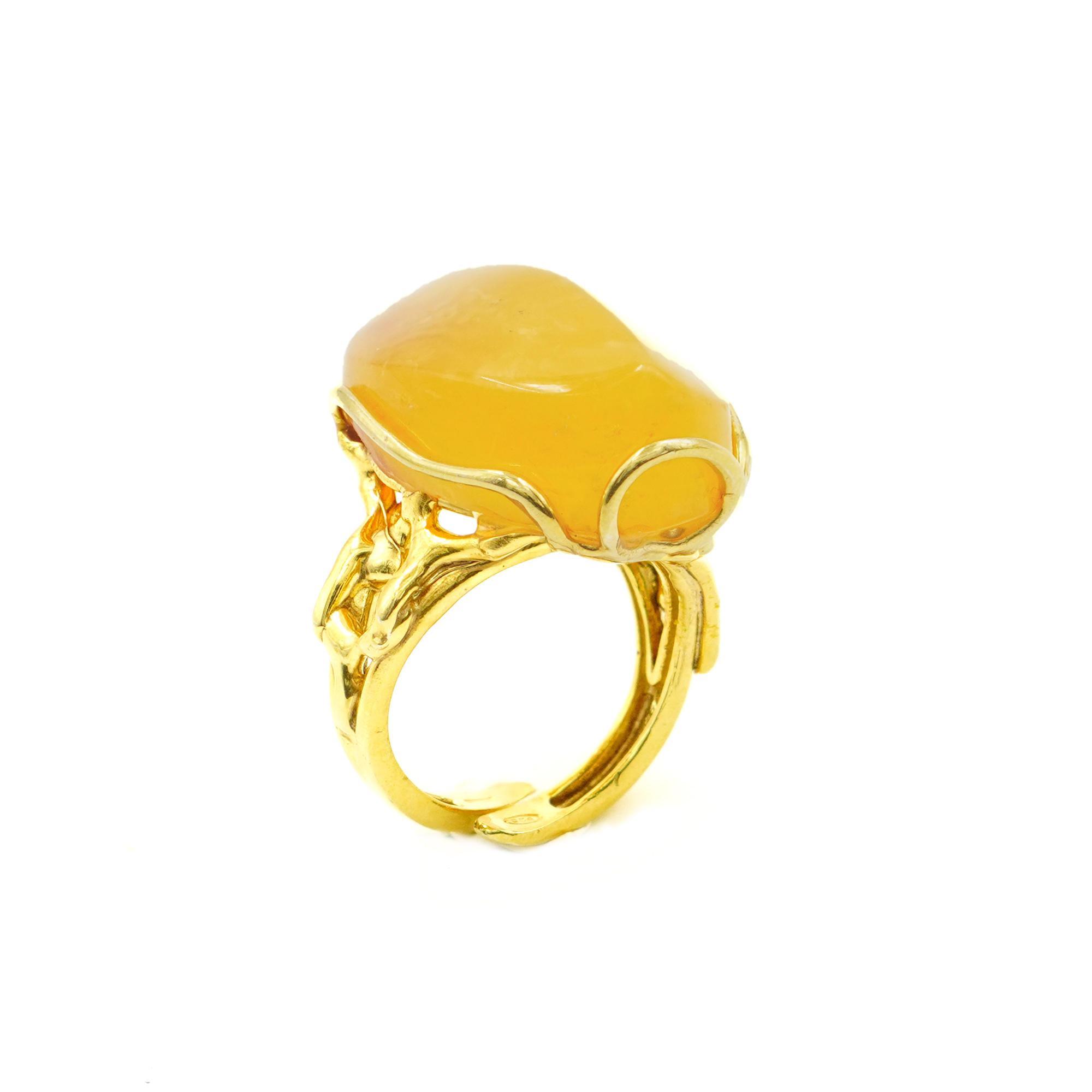 Anello argento ambra gialla – Dorato - immagine 2