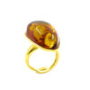 Anello argento ambra cognac - Dorato - AN948