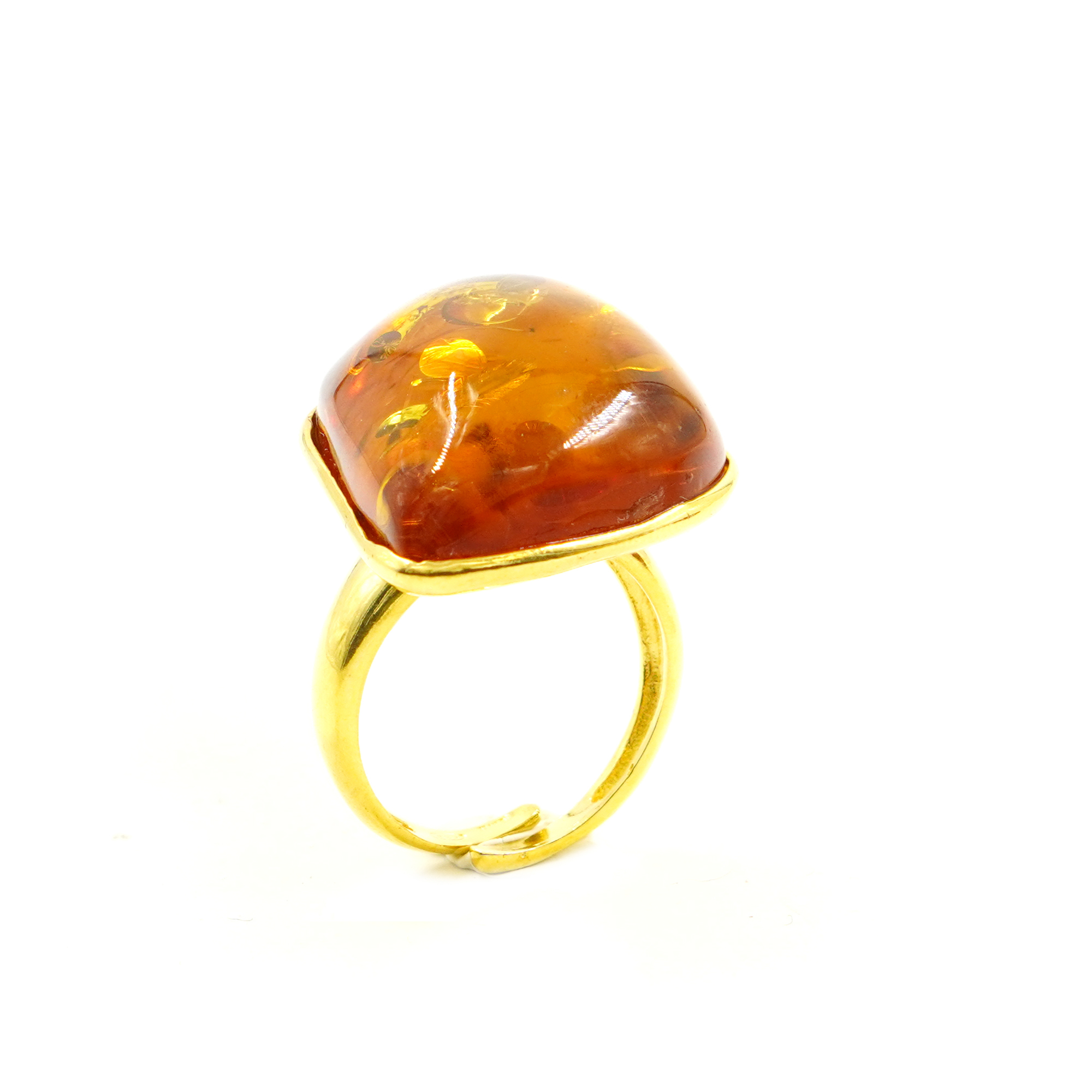 Anello argento ambra cognac - Dorato - immagine 2