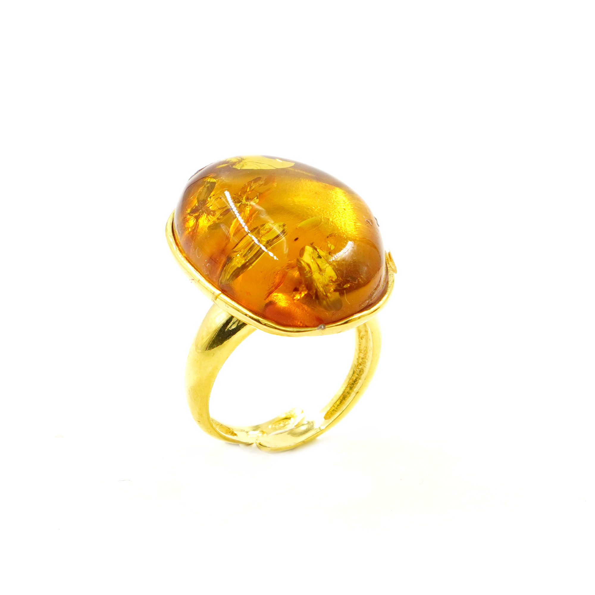 Anello argento ambra cognac - Dorato - immagine 3