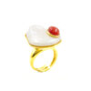 Anello argento perla, corallo - Dorato - AN949