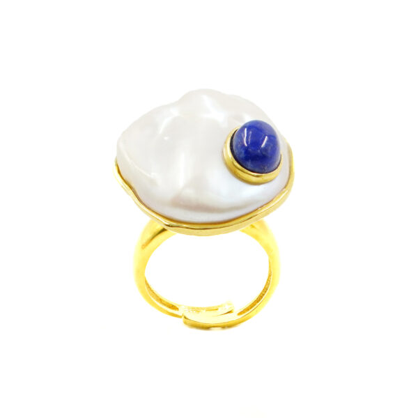 Anello argento perla, lapis - Dorato - AN950