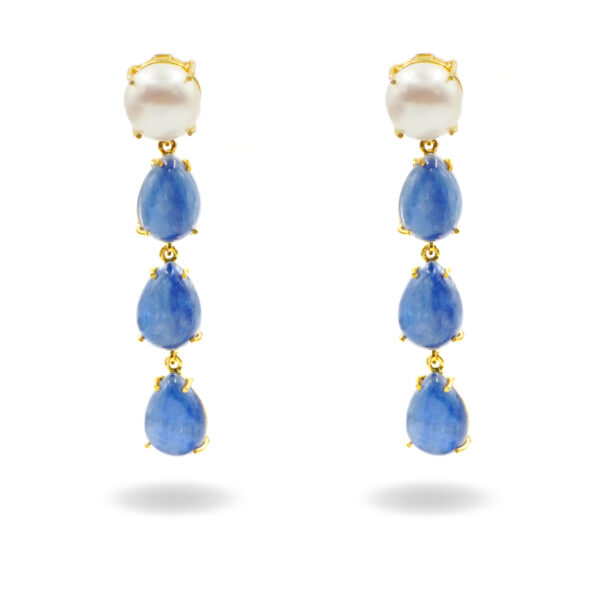 Orecchini argento cianite, perla - Dorato - AOR1063