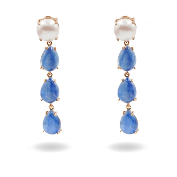 Orecchini argento cianite, perla – Rosè - AOR1064