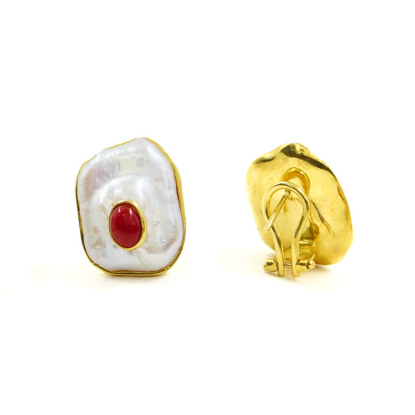 Orecchini argento perla, corallo - Dorato - AOR1082