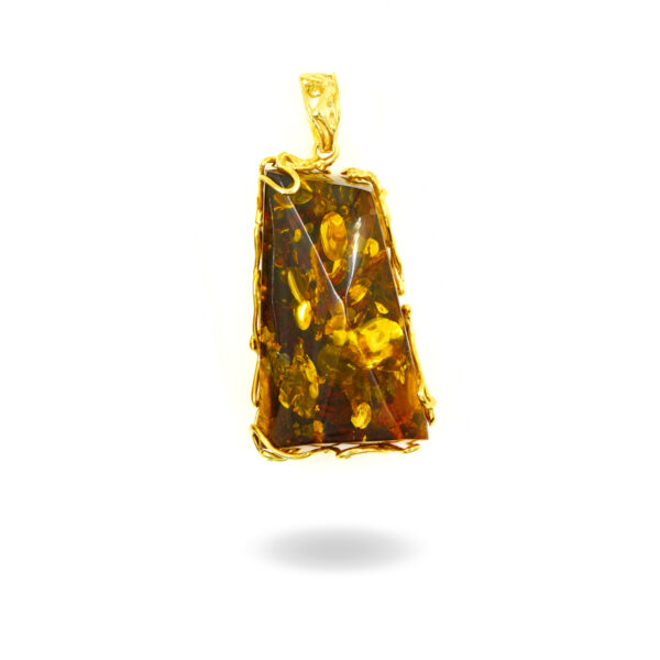 Pendente Argento ambra forma libera - Dorato - ARG909