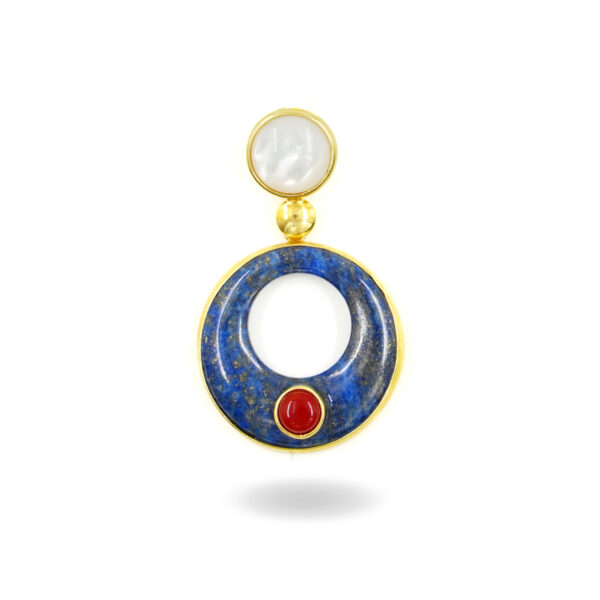 Pendente argento lapis, madreperla, corallo - Dorato - ARG960