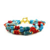 Bracciale apatite, corallo, chiusura argento - BRA2566