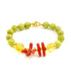 Bracciale giada, corallo, fluorite chiusura argento - BRA2572