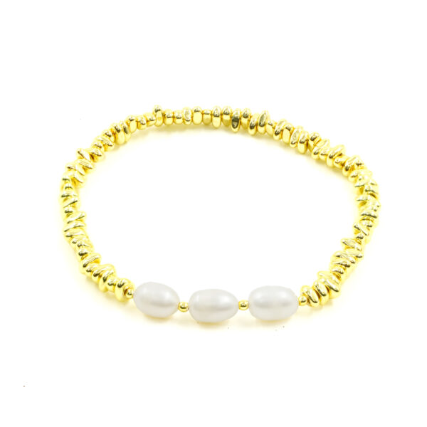 Bracciale Elastico Ematite Dorata, perle - BRA2574