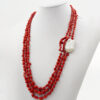Collana corallo e perla, chiusura argento - COL2900