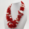 Collana corallo e perle, chiusura argento - COL2902