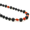 Collana agata nera, corallo, chiusura argento - COL2903