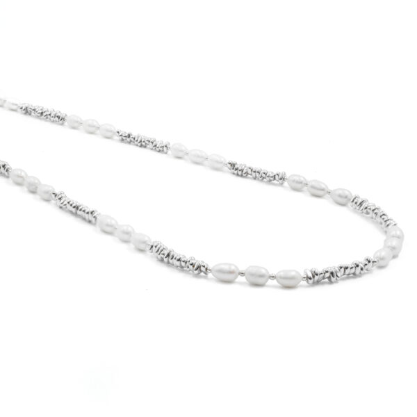 Collana ematite, perla, chiusura argento - COL2976