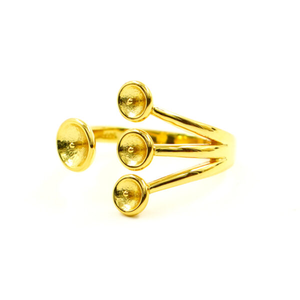 Anello in Argento a 4 elementi &ndash; Dorato - SM1457