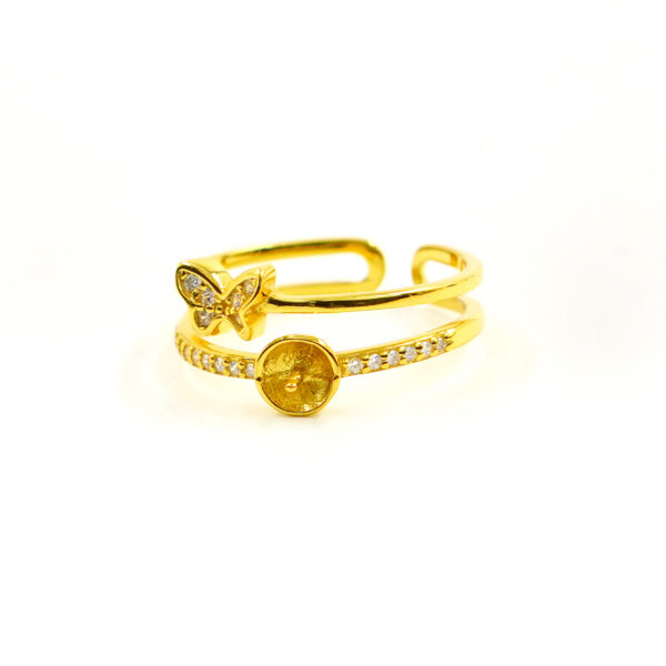 Anello in Argento doppio con farfalla &ndash; Dorato - SM1461
