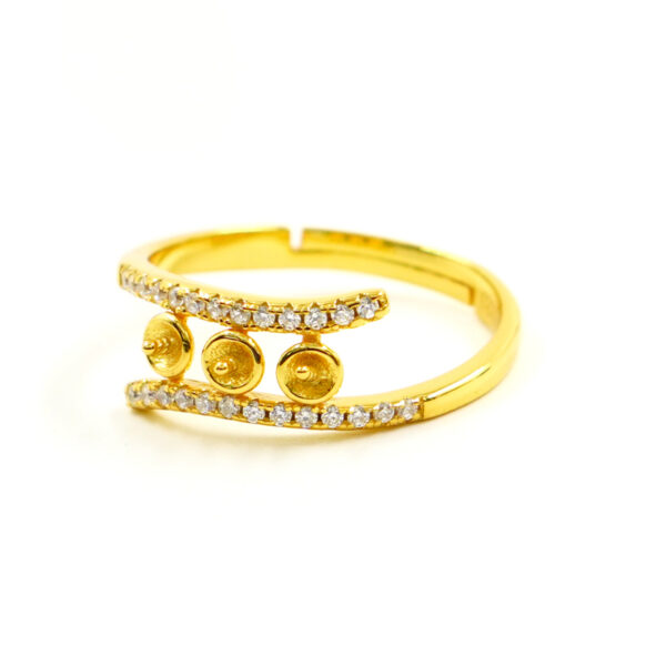 Anello in Argento a 3 elementi &ndash; Dorato - SM1469