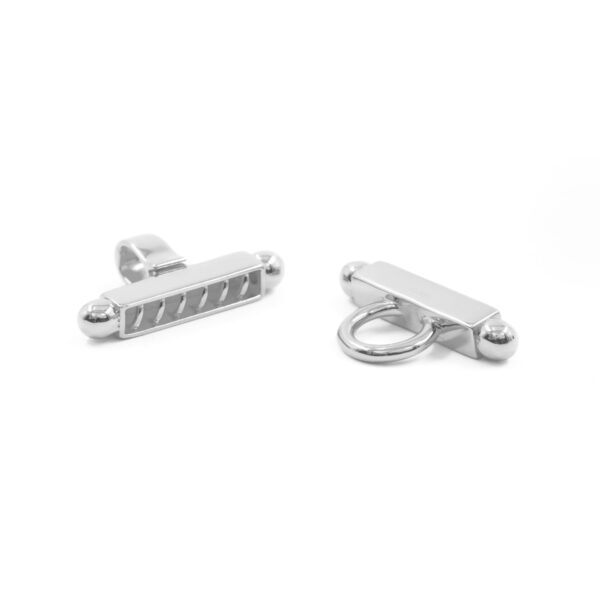 Chiusura in argento forma H a 6 ganci &ndash; Rodiato