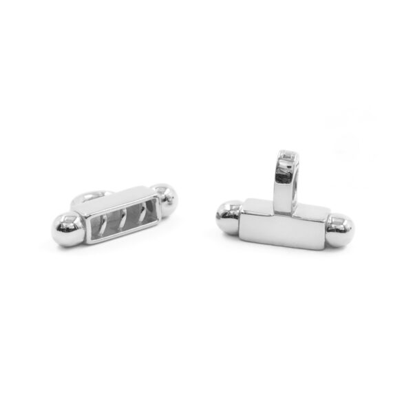 Chiusura in argento forma H a 3 ganci &ndash; Rodiato
