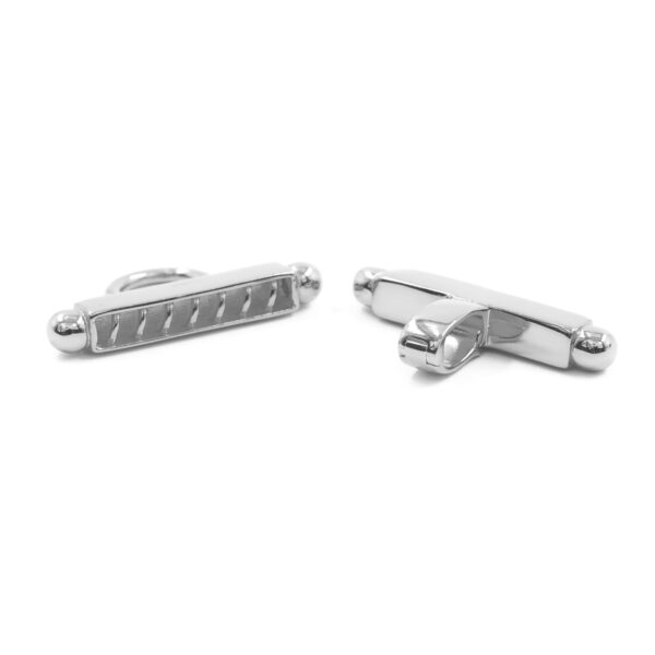 Chiusura in argento forma H a 7 ganci &ndash; Rodiato